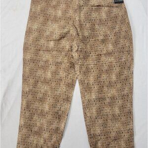 Dana Buchman Women's 26.5" Inseam Pants Wheat Brown Print AUDREY Linen Silk Sz 8